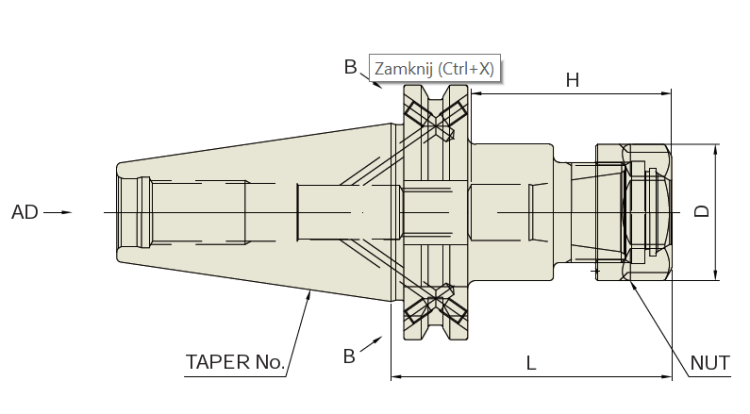 Oprawka narzędziowa SK40 ER25 -70